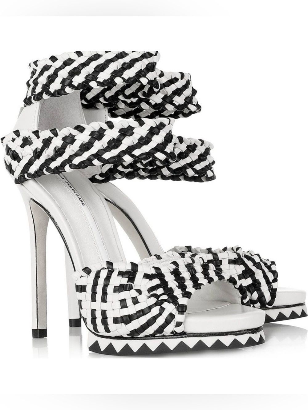 CAMILLA SKOVGAARD Woven Leather Stiletto Platform Heel 37